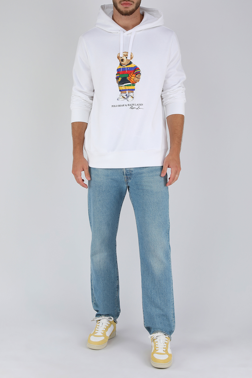 סווטשירט קפוצ'ון עם הדפס פולו בר